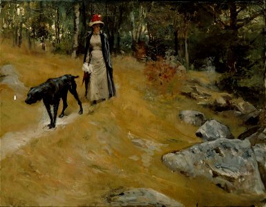 Albert Edelfelt - On the Shore Bank (Annie Edelfelt with a Dog) - A III 1961 - Finnish National Gallery
