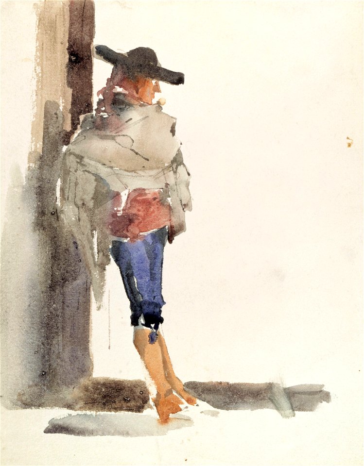 Albert Edelfelt - Spaniard Leaning on a Wall, Study - A III 2022-56 - Finnish National Gallery