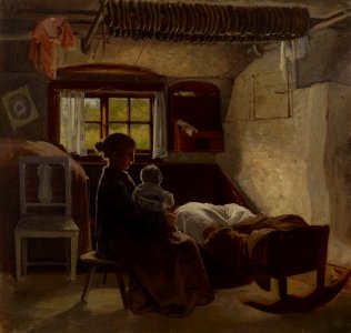 Albert Edelfelt - Sisäkuva uusmaalaisesta tuvasta - A II 1513 - Finnish National Gallery