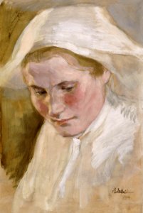 Albert Edelfelt - Naisen pää, harjoitelma Pietari Brahe-sarjan lopullista luonnosta varten - A II 1510 - Finnish National Gallery