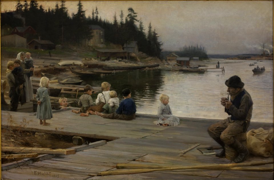 Albert Edelfelt - Summer Evening at Hammar's Repair Yard - KMS1297 - Statens Museum for Kunst