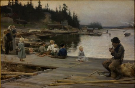 Albert Edelfelt - Summer Evening at Hammar's Repair Yard - KMS1297 - Statens Museum for Kunst