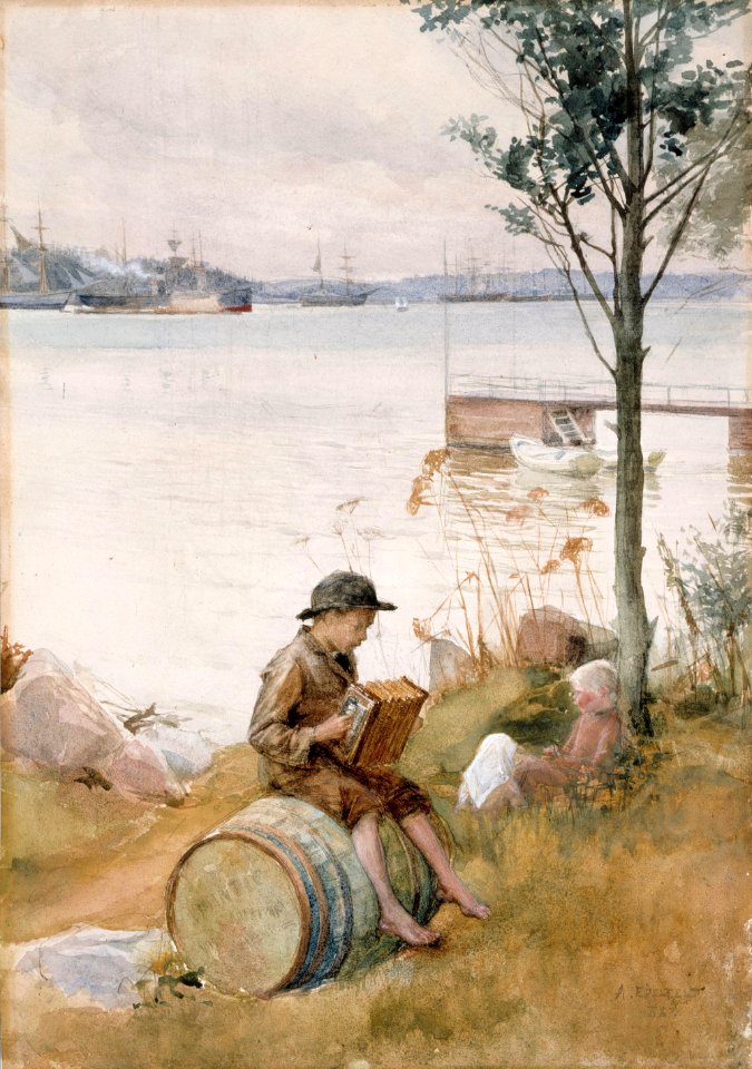 Albert Edelfelt - Serenadi rantapenkereellä - A I 216 - Finnish National Gallery