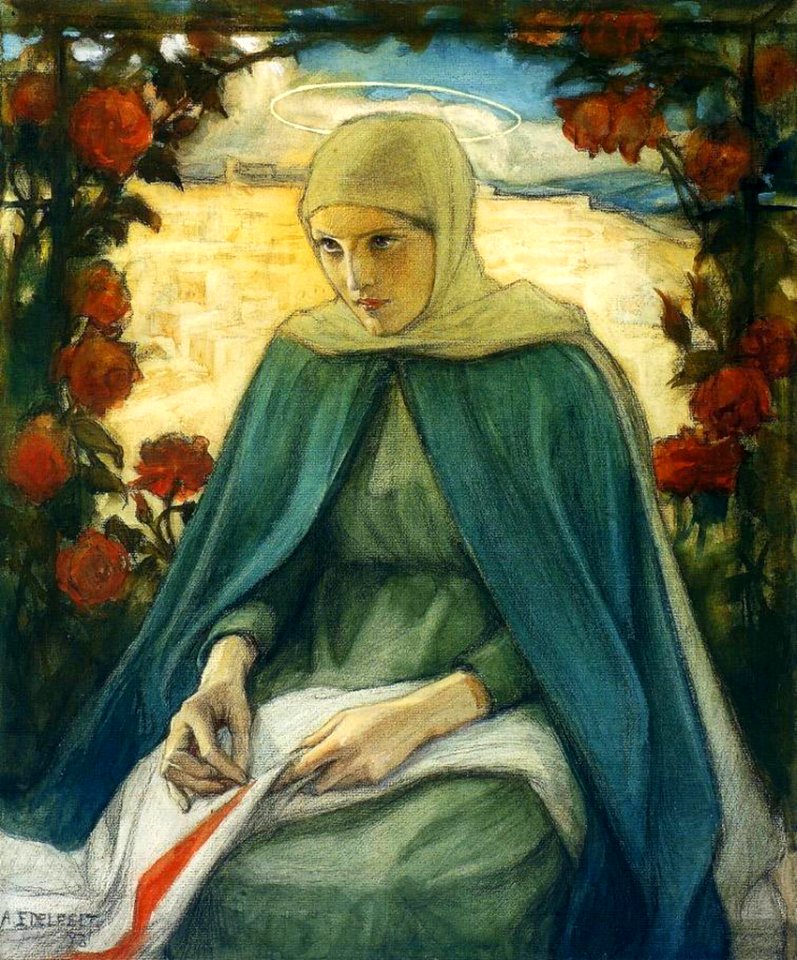 Albert Edelfelt - Virgin Mary in the Rose Garden, sketch