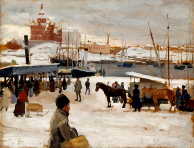 Albert Edelfelt - Talvipäivä kauppatorilla, harjoitelma