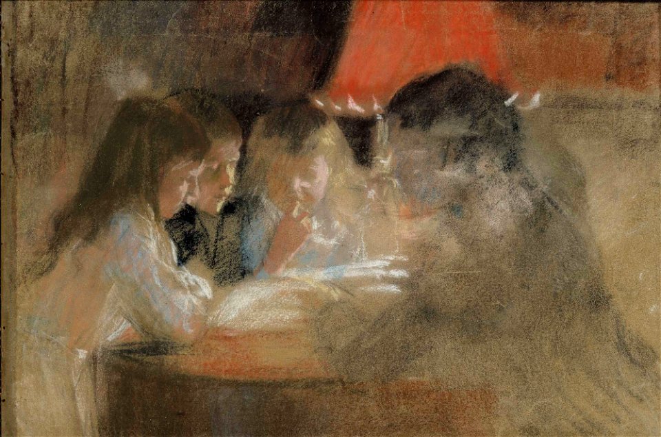 Albert Edelfelt - The Brandt Family Children (By the Lamp) - A III 2009 - Finnish National Gallery