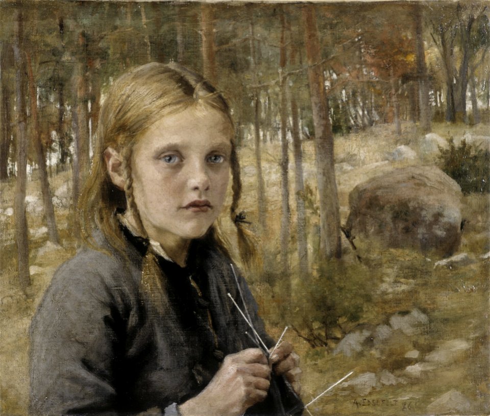 Albert Edelfelt - Sukkaa kutova tyttö