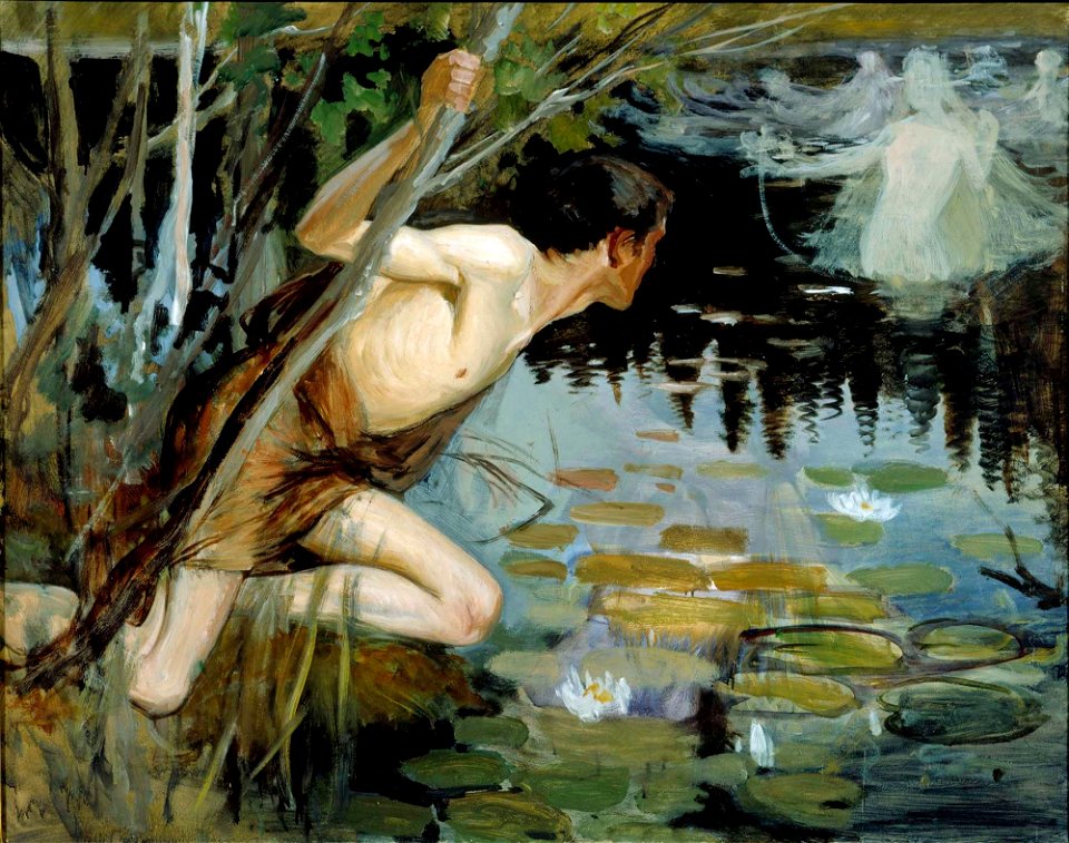 Albert Edelfelt - Youth and a Mermaid, sketch - A III 1968 - Finnish National Gallery