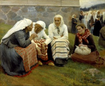 Albert Edelfelt - Women outside the Church at Ruokolahti - Google Art Project