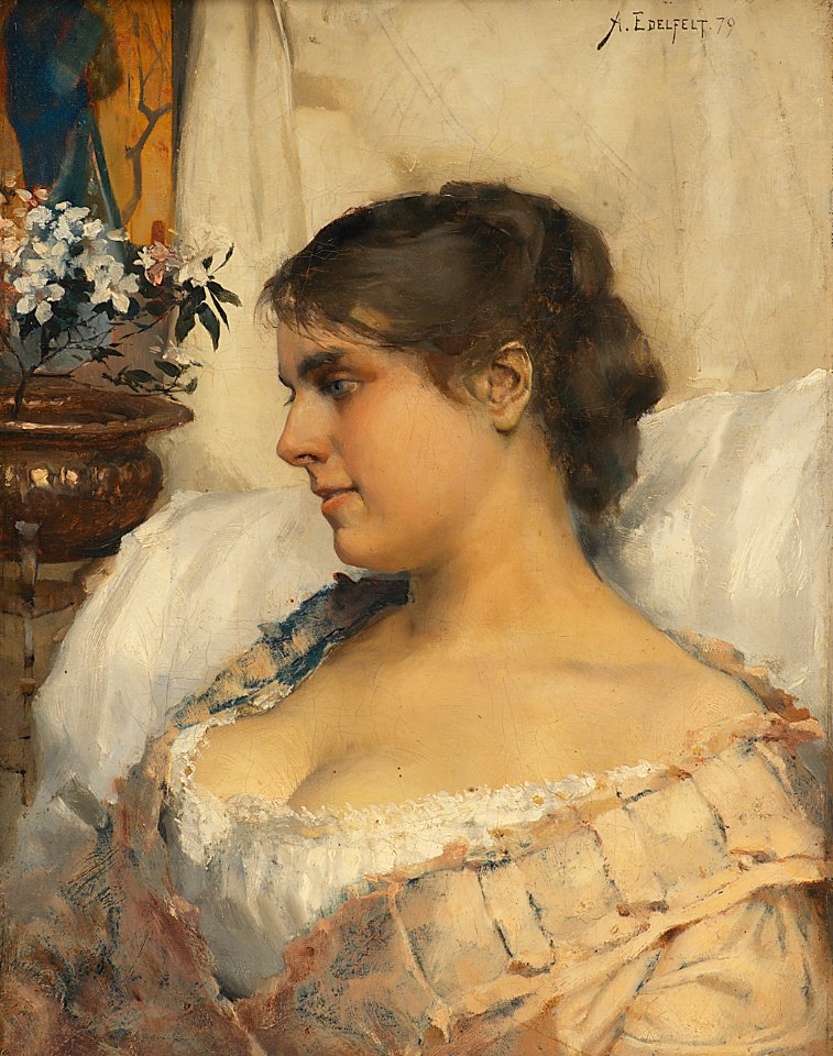 Albert Edelfelt-Ung kvinna i sin boudoir 1879