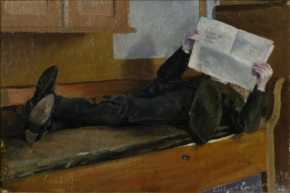 Albert Engström - The Artist's Father, Reading a Newspaper - NM 3941 - Nationalmuseum