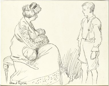 Albert Engström Algot Views His Little Sister Thielska 95 E18