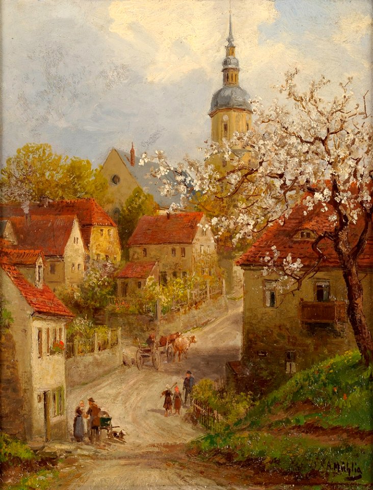 Albert Ernst Mühlig Frühling im Dorf