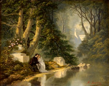 Albert F Laurens Parklandschaft mit jungem Paar