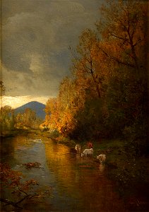 Albert Flamm Flusslandschaft mit Weidevieh