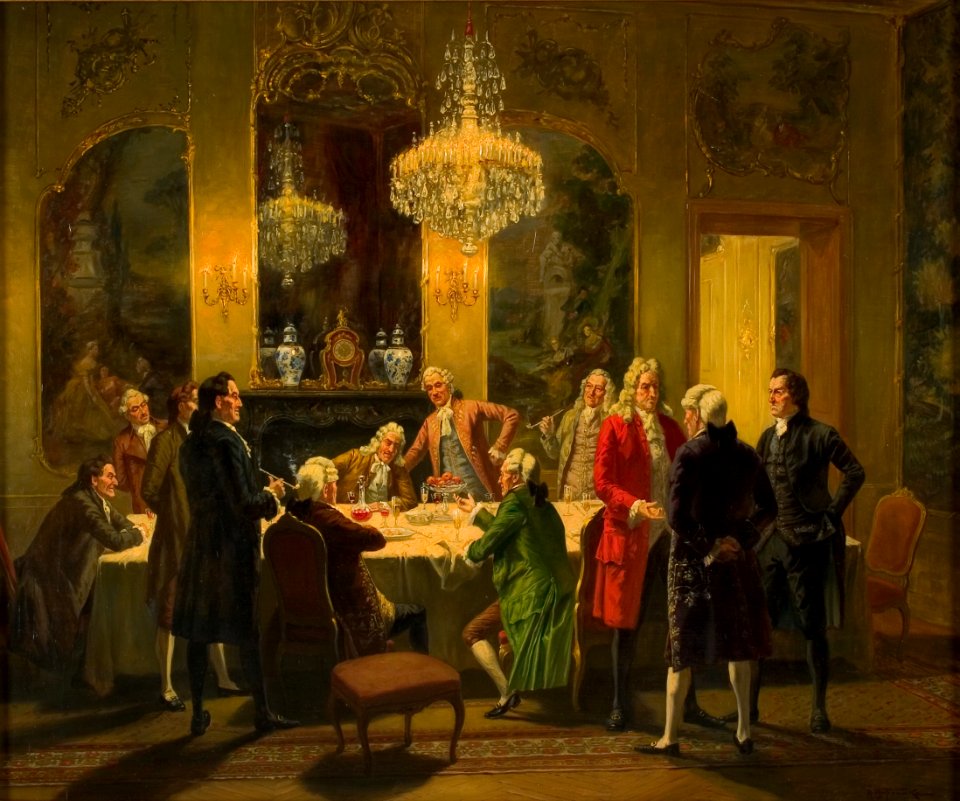 Albert Franke - Een gezelschap heren in gesprek na de maaltijd - 0408 - Rijksmuseum Twenthe