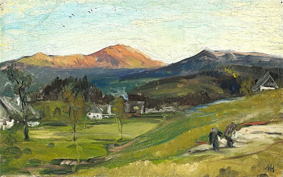 Albert Hertel - Blick über Krummhübel auf die Schneekoppe, 1862