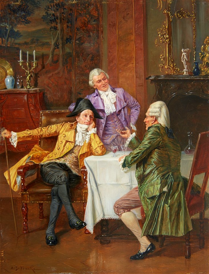 Albert Joseph Franke Rokokointerieur mit disputierenden Herren