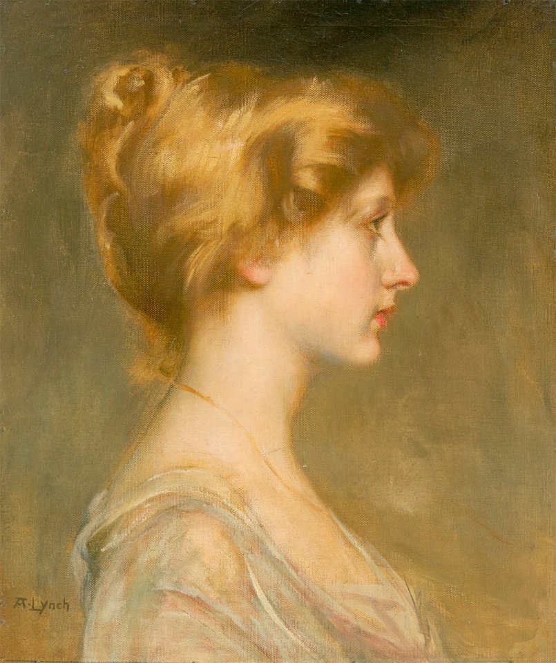 Albert Lynch - - Porträt einer blonden Frau im Profil nach rechts