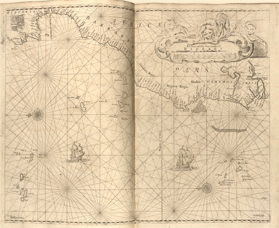 Atlas maritimus or, the sea-atlas - being a book of maratime (sic) charts describing the coasts, capes, headlands, sands, shoals, rocks and dangers, the bays, roads, harbours, rivers, and ports in LOC 2010592349-16