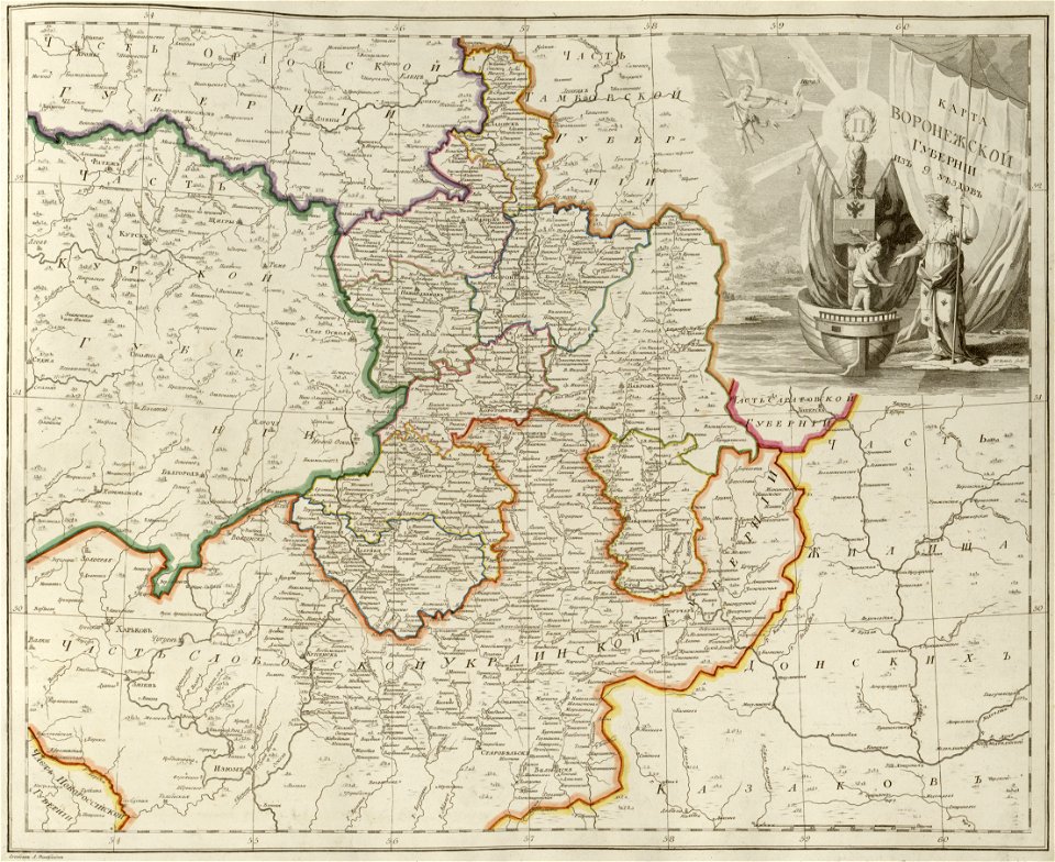 Atlas of Russian Empire (1800). Voronezh governorate