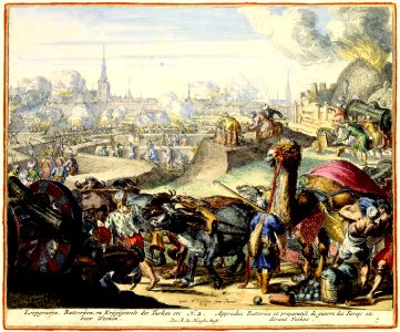 Atlas Van der Hagen-KW1049B10 051 3A-Loopgraven, Batteryen, en Krijgsgewelt der Turken etc. voor Weenen = Approches Batteries et preparatifs de guerre des Turcs etc. devant Vienne