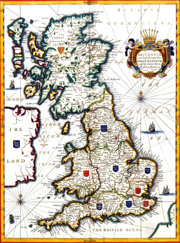 Atlas Van der Hagen-KW1049B11 003-BRITANNIA prout divisa fuit temporibus ANGLO-SAXONUM, praesertim durante illorum HEPTARCHIA crop