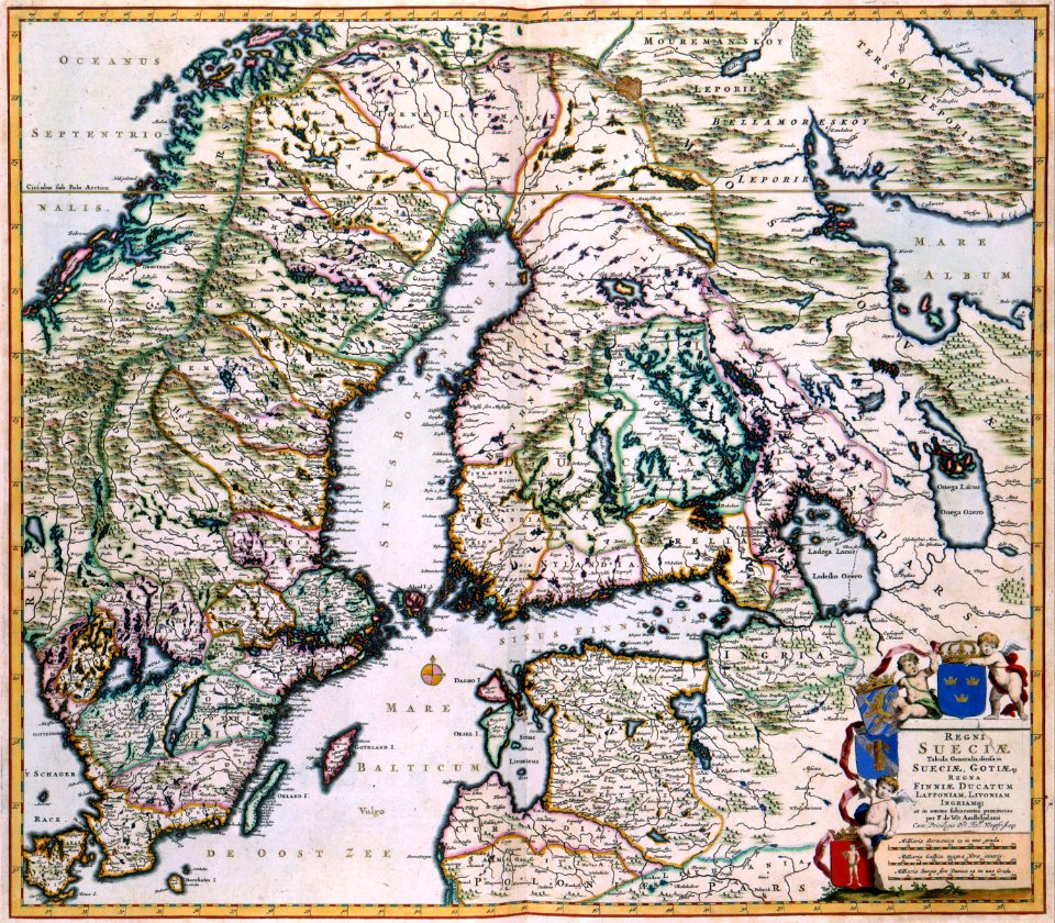 Atlas Van der Hagen-KW1049B10 023-REGNI SUECIAE Tabula Generalis, divisa in SUECIAE, GOTIAE .. REGNA FINNIAE, DUCATUM LAPPONIAM, LIVONIAM INGRIAMQ- et in omnes subiacentes provincias