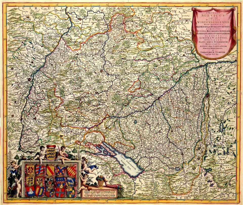 Atlas Van der Hagen-KW1049B10 092-CIRCULUS SUEVICUS in quo sunt DUCATUS WIRTENBERGENSIS, MARCHIONATUS BADENSIS, & BURGOVIENSIS, COMITATUS OTTING, RECHBERG, KONIGSEK HOHENZOLERN, & FURSTENBERG