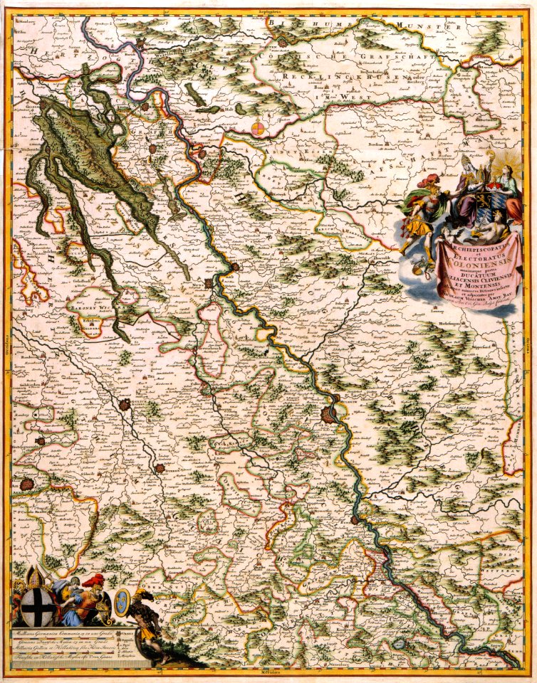 Atlas Van der Hagen-KW1049B10 078-ARCHIEPISCOPATUS et ELECTORATUS COLONIENSIS maximaeque partes DUCATUM JULIACENSIS CLIVIENSIS, ET MONTENSIS aliaeque minores Ditiones infertae et adjacentes