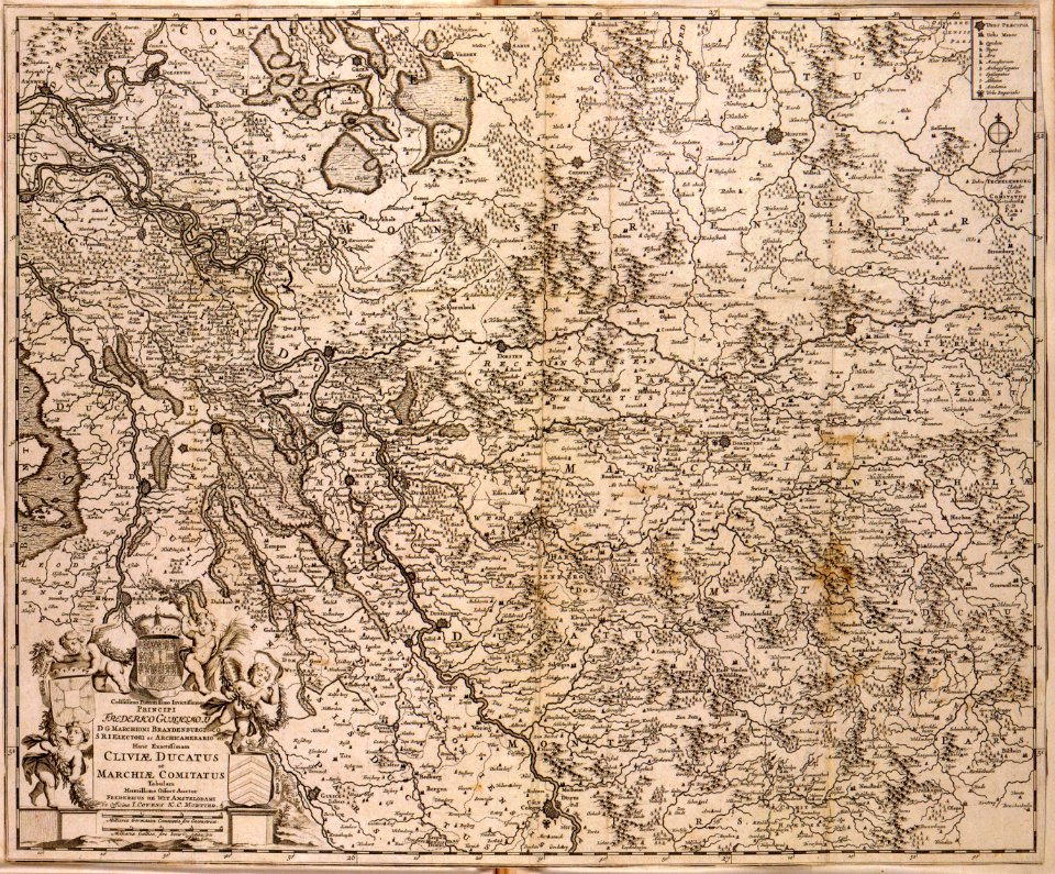 Atlas Van der Hagen-KW1049B10 073 1-Celssissimo Potentissimo Invictissimoq- PRINCIPI FREDERICO GUILIELMO II D G MARCHIONI BRANDENBURGICO SRIELECTORI ac ARCHICAMERARIO etc Hanc Exactiismam CLIVIAE DUCATUS et MARCHIAE COMITATUS Tabulam
