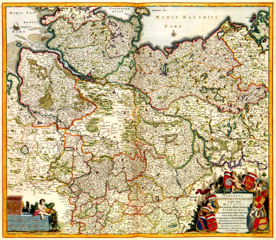 Atlas Van der Hagen-KW1049B10 063-CIRCULIS SAXIONIAE INFERIORIS in quo sunt DUCATUS HOLSATIAE, MEKLENBURG LAUWENBURGI, LUNEBURGI, BRUNSUIGI, BREMAE et FERDAE, COMITATUS DANNEBERGI ARCHIEPISCOPATUS MAEGDENBURGENSIS
