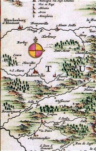 Atlas Van der Hagen-KW1049B10 095-LANDGRAVIATUS ALSATIAE INFERIORIS Novissima Tabula, in qua simul MARCHIONATUS BADENSIS, ORTENAVIA Cateraq- tam Lotharingia quam alia Confina (badonvillers)