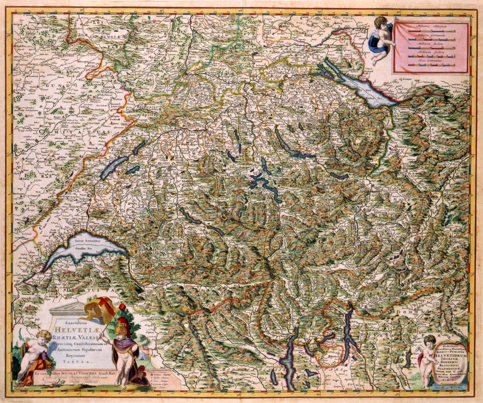 Atlas Van der Hagen-KW1049B10 096-Exactissima HELVETIAE RHAETIAE, VALESIA Caeterorumq- Confoedeatorum ut et finitimorum Populorum Regionum TABULA