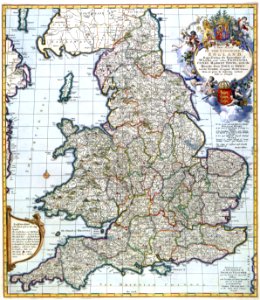 Atlas Van der Hagen-KW1049B11 004-A NEW MAP OF THE KINGDOME of ENGLAND, Representing the Princedome of WALES, and other PROVINCES, CITIES, MARKET TOWNS, with the ROADS from TOWN to TOWN. Free illustration for personal and commercial use.