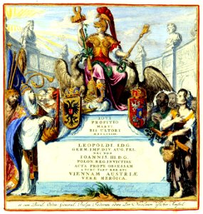 Atlas Van der Hagen-KW1049B10 051-IOVI PROPITIO MARTI BIS ULTORI MDCLXXXIII LEOPOLDI I.D.G. GERM. IMP. DIV. AUG. FEL. NEC NON IOANNIS. III. D.G. POLON. REG. INVICTISS- ACTA PROPE OBSESSAM VIENNAM AUSTRIAE VERE HERÖICA