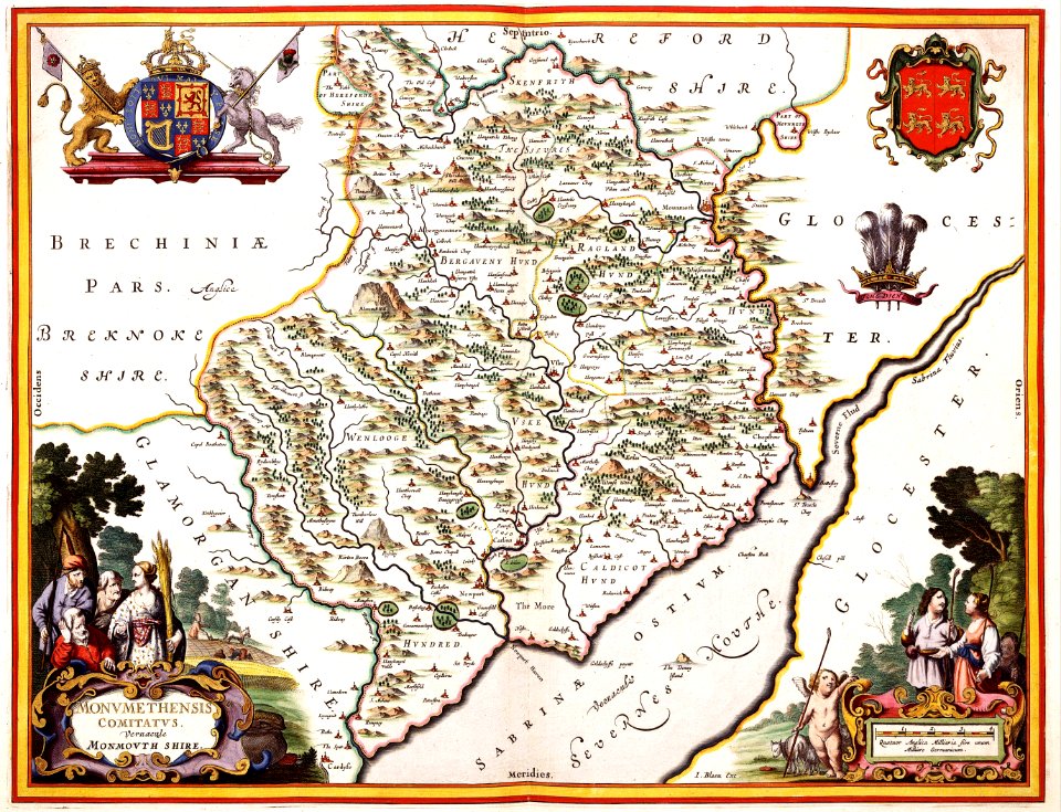 Atlas Van der Hagen-KW1049B11 032-MONVMETHENSIS COMITATVS. Vernacule MONMOVTH SHIRE