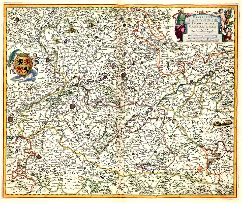 Atlas Van der Hagen-KW1049B11 074-COMITATUS HANNONIAE et ARCHIEPISCOPATUS CAMERACENSIS TABULA