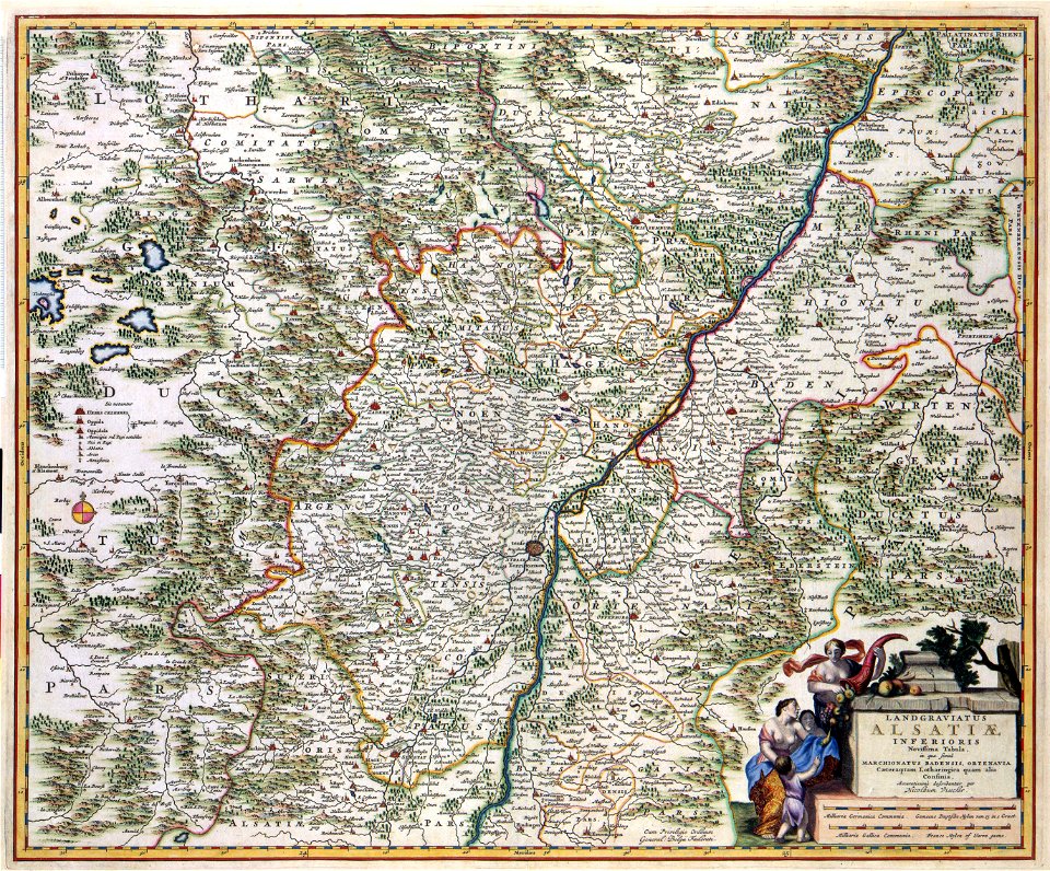 Atlas Van der Hagen-KW1049B10 095-LANDGRAVIATUS ALSATIAE INFERIORIS Novissima Tabula, in qua simul MARCHIONATUS BADENSIS, ORTENAVIA Cateraq- tam Lotharingia quam alia Confina