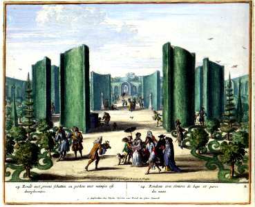 Atlas Van der Hagen-KW1049B11 075 12-Rondt net groene schutten en perken met naintjes oft dwergboomtjes = Rondeau avec clotures de haye et parcs des nains