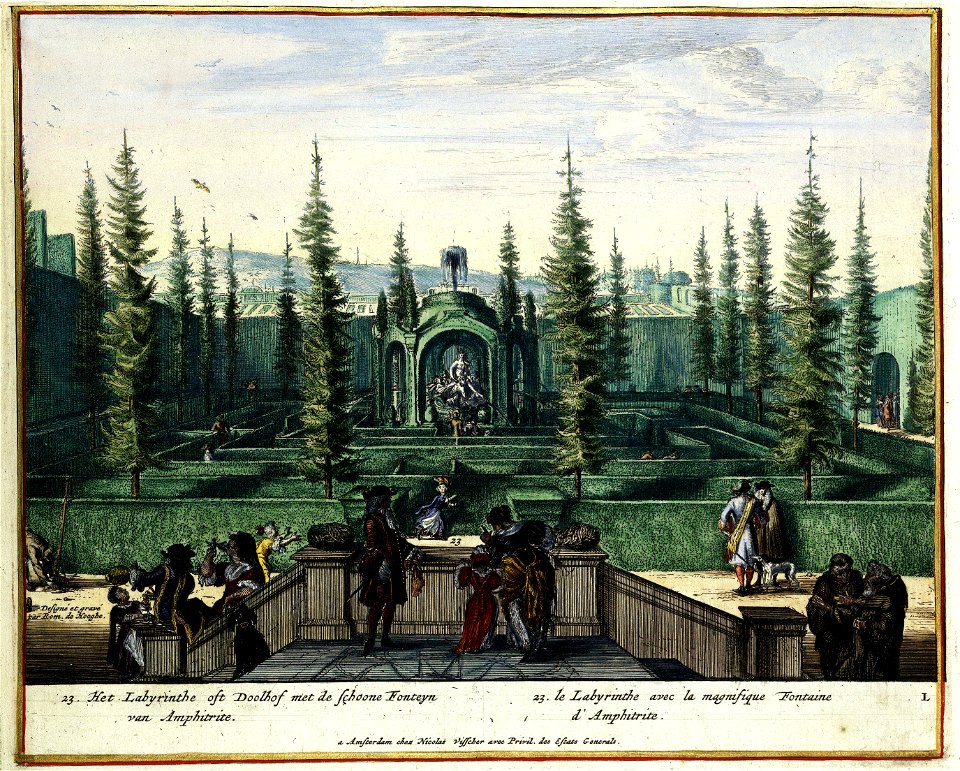 Atlas Van der Hagen-KW1049B11 075 11-Het labyrinth oft doolhof met de schoone fonteyn van Amphitrite = Le labyrinthe avec la magnifique fontaine d Amphitriae