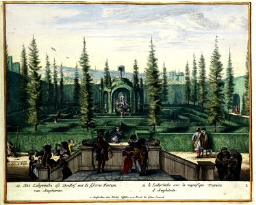 Atlas Van der Hagen-KW1049B11 075 11-Het labyrinth oft doolhof met de schoone fonteyn van Amphitrite = Le labyrinthe avec la magnifique fontaine d Amphitriae