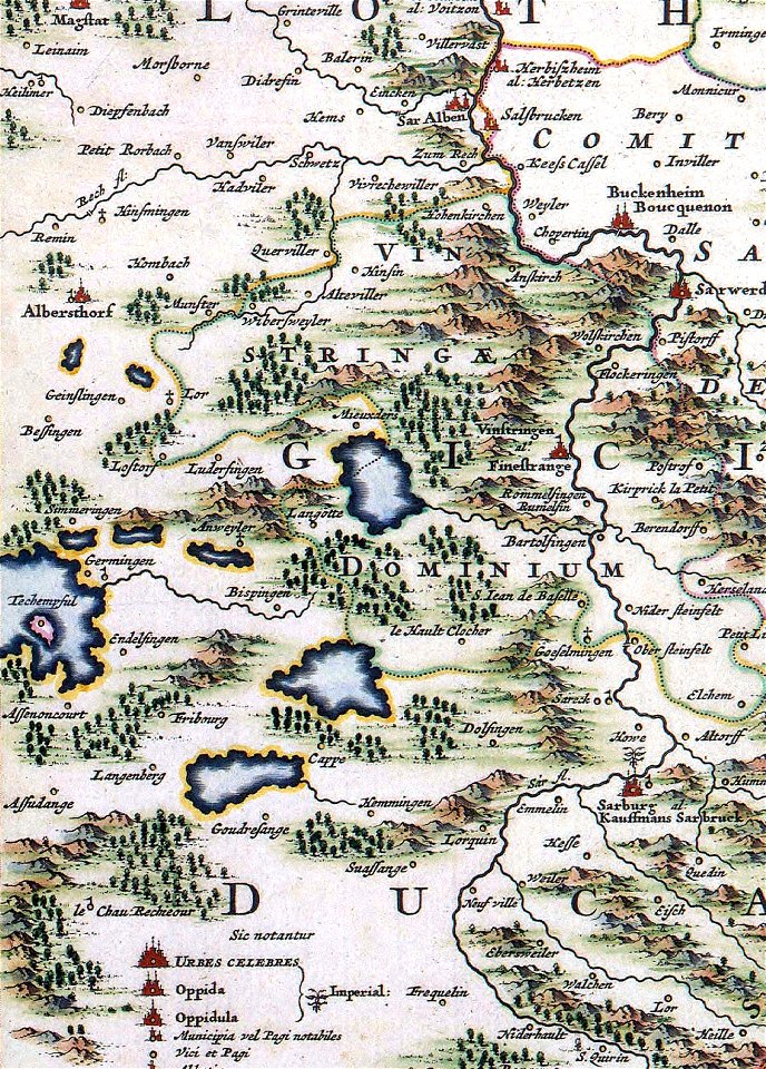 Atlas Van der Hagen-KW1049B10 095-LANDGRAVIATUS ALSATIAE INFERIORIS Novissima Tabula, in qua simul MARCHIONATUS BADENSIS, ORTENAVIA Cateraq- tam Lotharingia quam alia Confina (étangs)