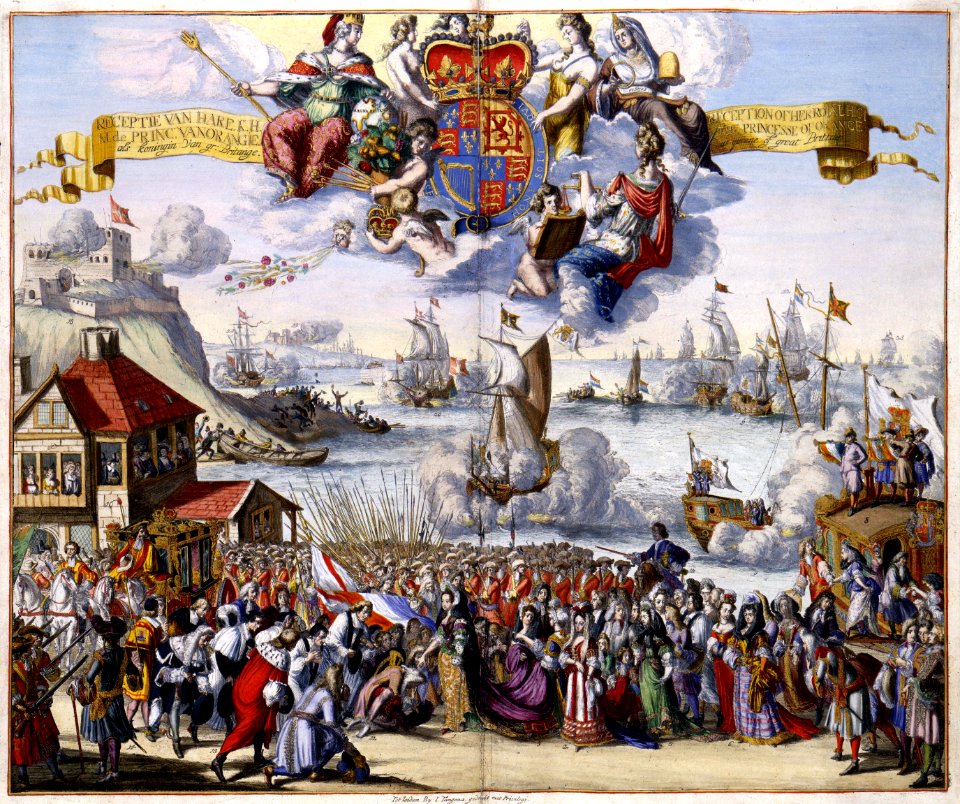 Atlas Van der Hagen-KW1049B11 015-RECEPTIE VAN HARE K.H. M de PRINC. VAN ORANGIE. als koningin van gr- Britange = RECEPTION OF HER ROIAL HIGH. THE PRINCESSE OF ORANGE as queene of great Brittain
