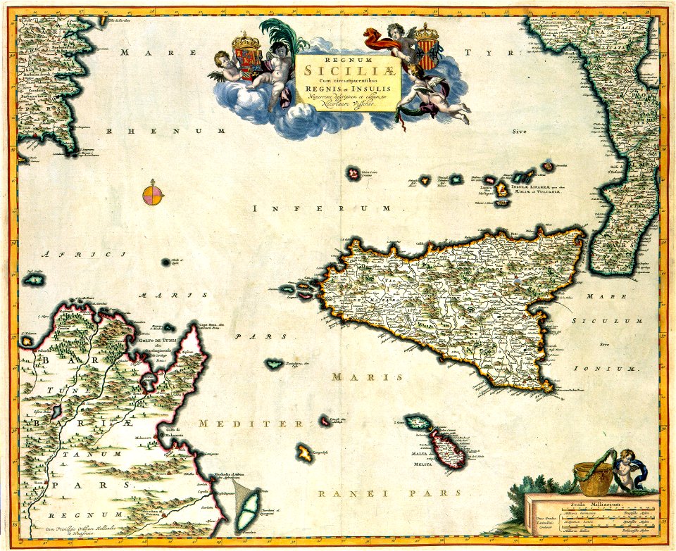 Atlas Van der Hagen-KW1049B12 086-REGNUM SICILIAE Cum circumjacentibus REGNIS et INSULIS