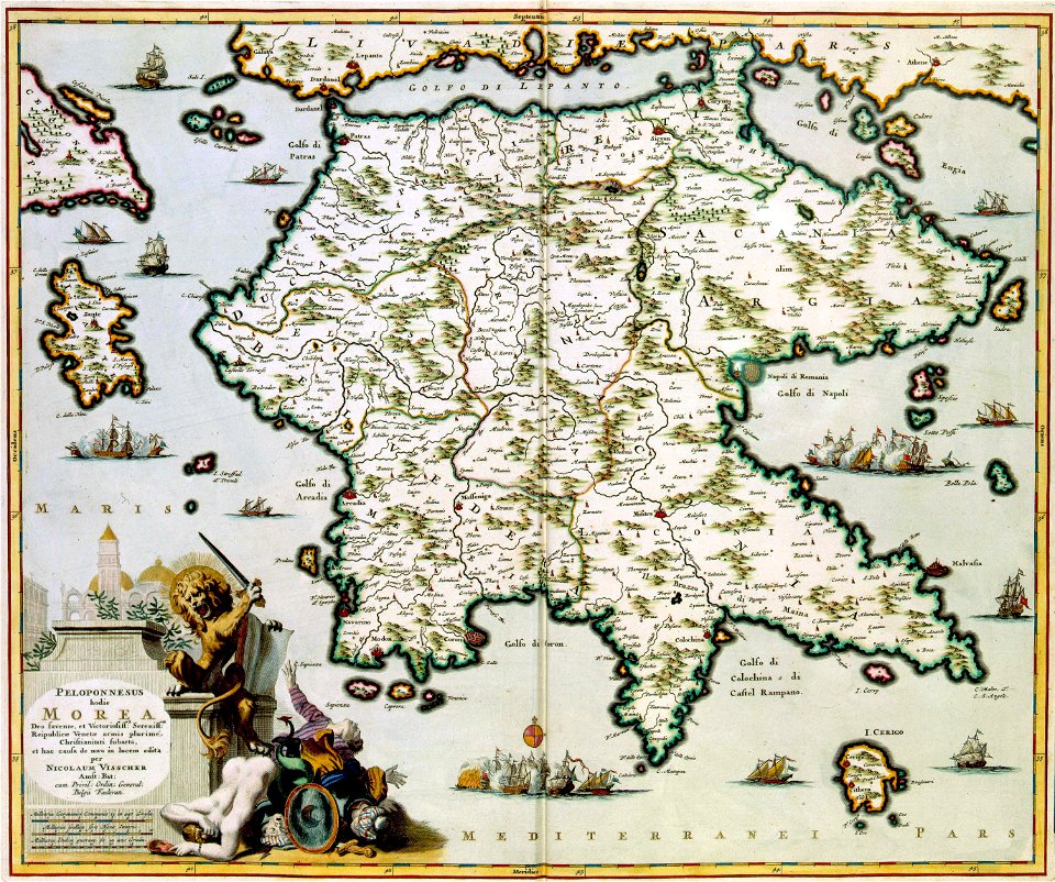 Atlas Van der Hagen-KW1049B12 096-PELOPONNESUS hodie MOREA Deo favente et Victoriosiss- Sereniss- Reipublicae Venetae armis plurimé Christianitati subacta