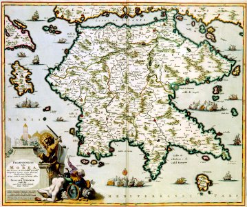 Atlas Van der Hagen-KW1049B12 096-PELOPONNESUS hodie MOREA Deo favente et Victoriosiss- Sereniss- Reipublicae Venetae armis plurimé Christianitati subacta