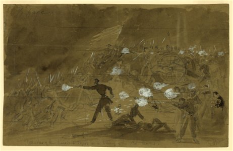 Attack of the Louisiana Tigers on a battery of the 11th Corps - A.R. Waud. LCCN2004660712