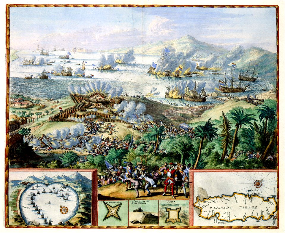 Atlas Van der Hagen-KW1049B13 084 1-AFBEELDINGH der heete rescontre te Water en te Lant op het EYLANDT TABAGO