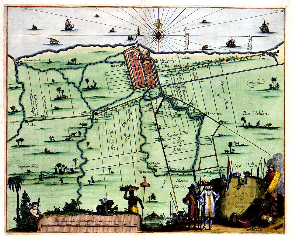 Atlas Van der Hagen-KW1049B13 020-Landt Caerte van BATAVIA met Haer onder hoorende Forten